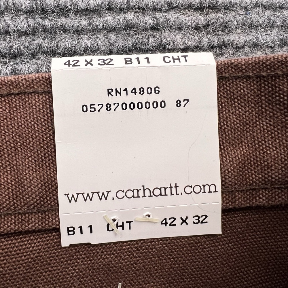 Vintage Carhartt B11 CHT Duck Dungaree Work‎ Pants Men's Size 42x32 Brown NWT - Picture 5 of 8